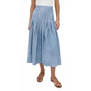 NEW THE GREAT. rhythm midi skirt in boiler wash